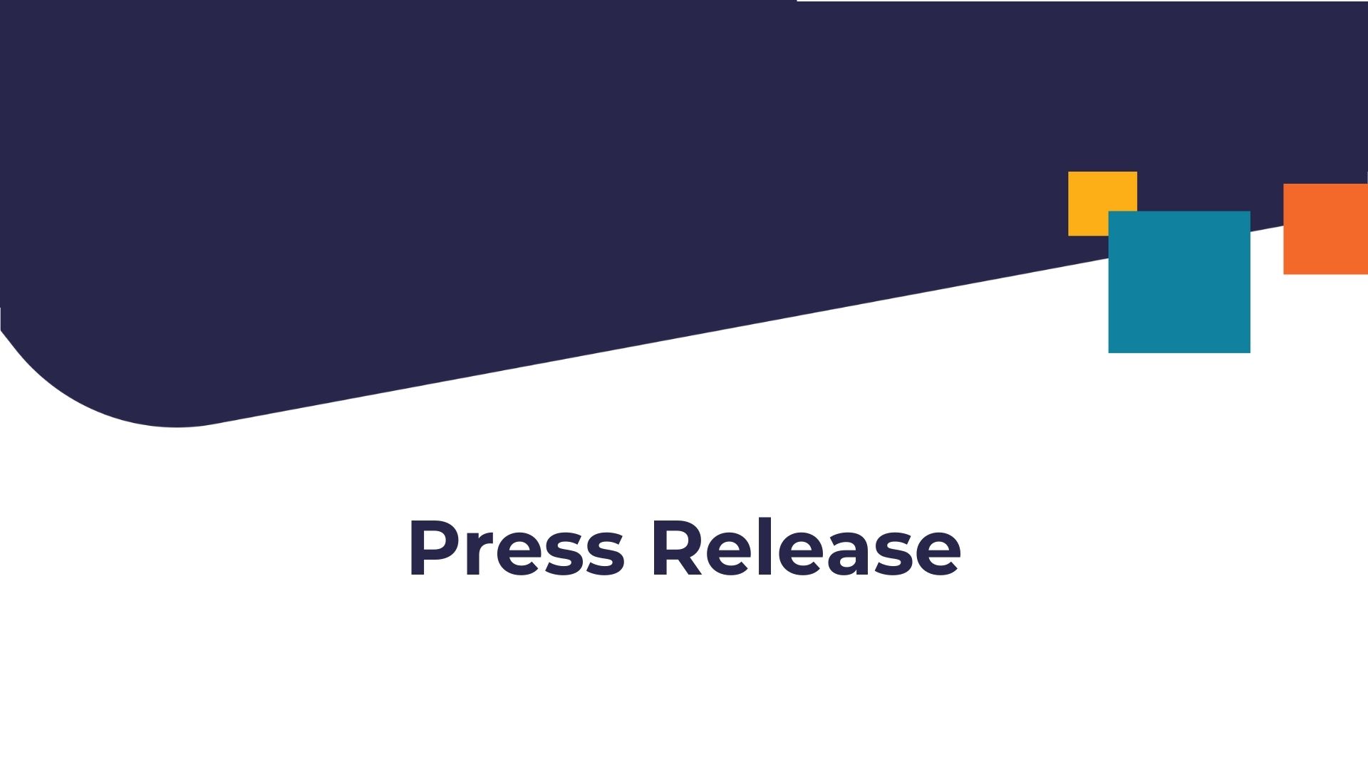 CEMD branded dark navy and white background with three graphic squares in teal, orange, and yellow of varying sizes with text, "Press Release."